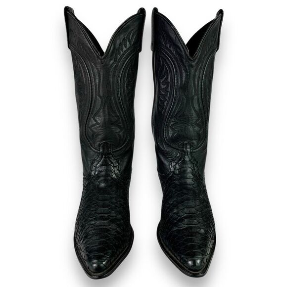 Code West Dan Post Vintage Western Cowgirl Boot Black Python Snakeskin Snake 6 M - Picture 4 of 12